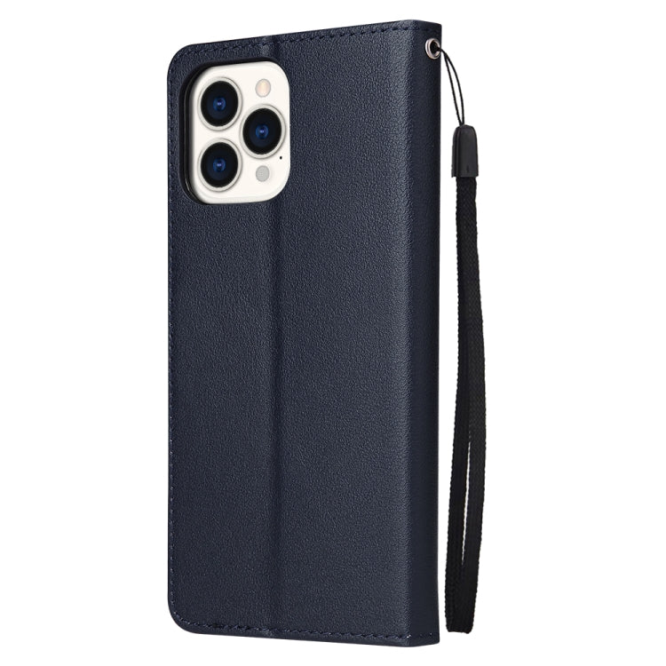 For iPhone 13 mini Multifunctional Horizontal Flip Leather Case, with Three Card Slot & Holder & Photo Frame & Lanyard (Navy) - iPhone 13 mini Cases by buy2fix | Online Shopping UK | buy2fix