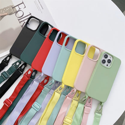 For iPhone 12 Pro Max Elastic Silicone Protective Case with Wide Neck Lanyard(Green) - iPhone 12 Pro Max Cases by buy2fix | Online Shopping UK | buy2fix