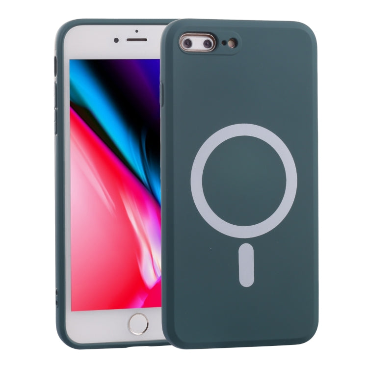 Silicone Full Coverage Shockproof Magsafe Case For iPhone 7 Plus / 8 Plus(Deep Green) - More iPhone Cases by buy2fix | Online Shopping UK | buy2fix