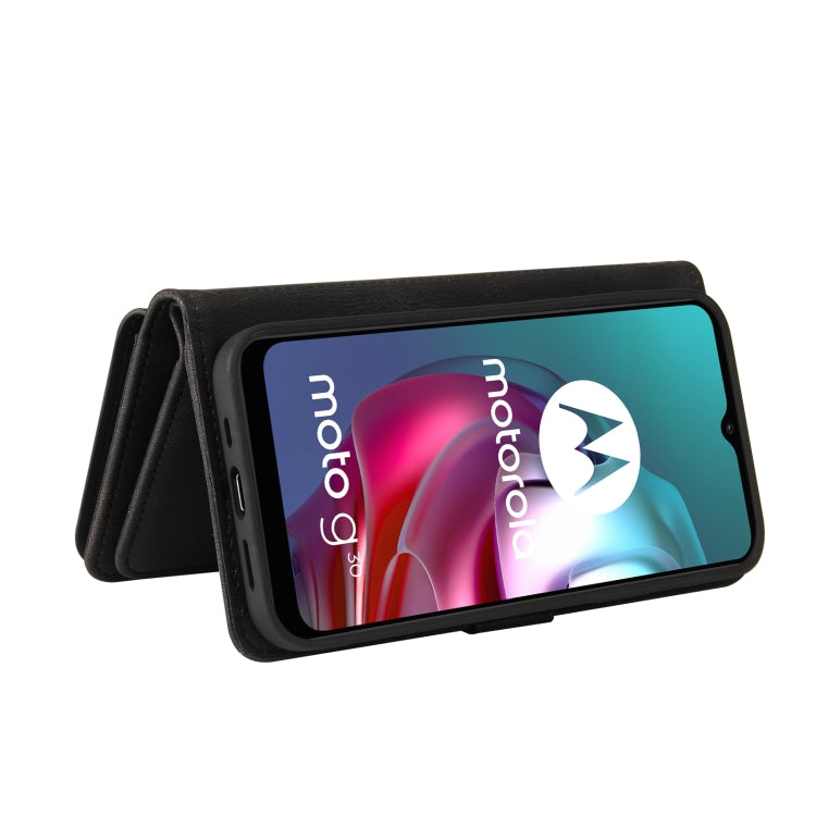 For Motorola Moto G30 Skin Feel PU + TPU Horizontal Flip Leather Case With Holder & 15 Cards Slot & Wallet & Zipper Pocket & Lanyard(Black) - Motorola Cases by buy2fix | Online Shopping UK | buy2fix