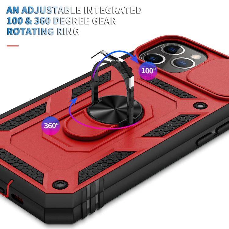 For iPhone 11 Pro Sliding Camera Cover Design TPU + PC Protective Case with 360 Degree Rotating Holder & Card Slot (Red+Black) - iPhone 11 Pro Cases by buy2fix | Online Shopping UK | buy2fix