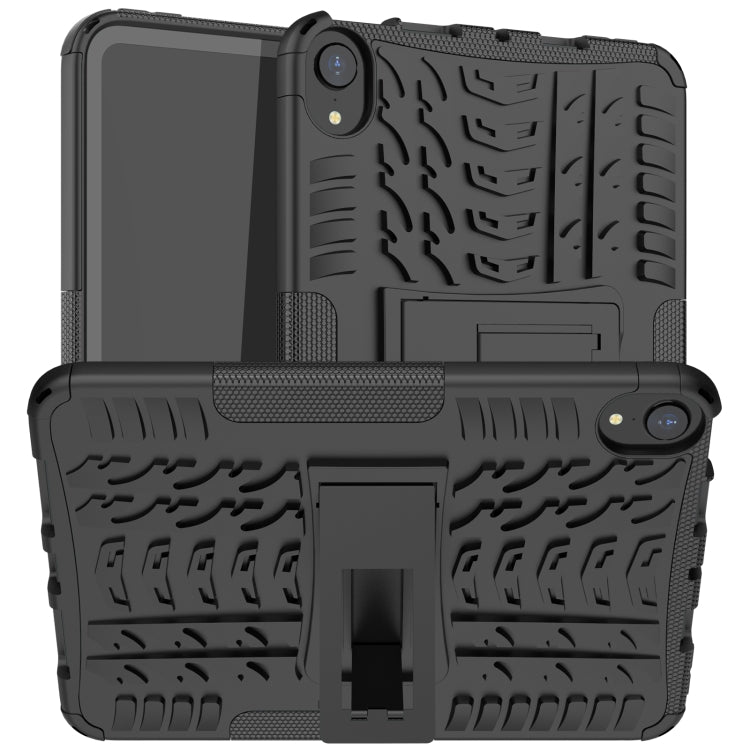 For iPad mini 6 Tire Texture TPU + PC Shockproof Tablet Case with Holder(Black) - iPad mini 6 Cases by buy2fix | Online Shopping UK | buy2fix