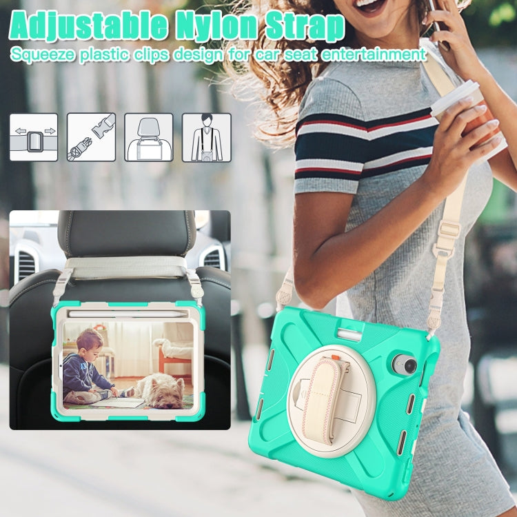 For iPad mini 6 Silicone + PC Protective Tablet Case with Holder & Shoulder Strap(Mint Green) - iPad mini 6 Cases by buy2fix | Online Shopping UK | buy2fix