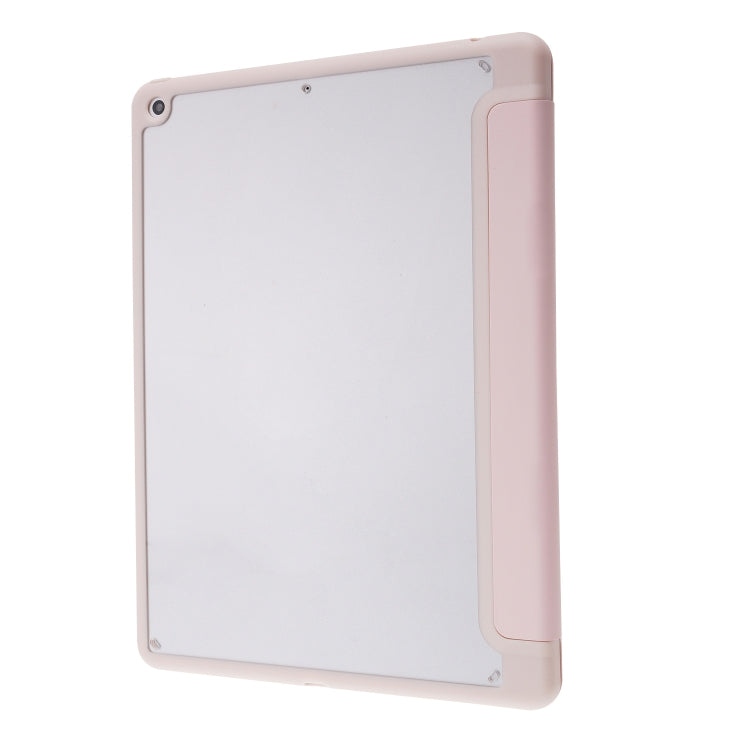 For iPad 10.2 2021 / 2020 / 2019 Deformation Transparent Acrylic Horizontal Flip PU Leather Case with Multi-folding Holder & Sleep / Wake-up Function & Pen Slot(Rose Gold) - iPad 10.2 Cases by buy2fix | Online Shopping UK | buy2fix