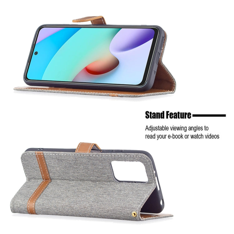 For Xiaomi Redmi 10 Color Matching Denim Texture Leather Case with Holder & Card Slots & Wallet & Lanyard(Grey) - Xiaomi Cases by buy2fix | Online Shopping UK | buy2fix