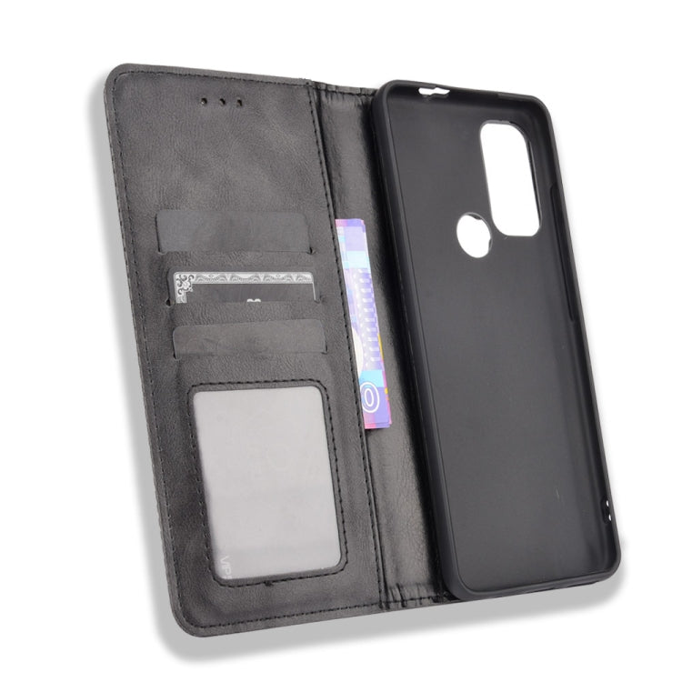 For Motorola Moto G60S Magnetic Buckle Retro Pattern Horizontal Flip Leather Case with Holder & Card Slot & Wallet(Black) - Motorola Cases by buy2fix | Online Shopping UK | buy2fix