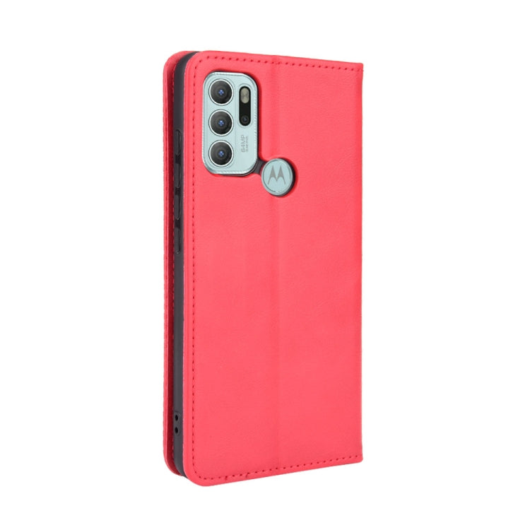 For Motorola Moto G60S Magnetic Buckle Retro Pattern Horizontal Flip Leather Case with Holder & Card Slot & Wallet(Red) - Motorola Cases by buy2fix | Online Shopping UK | buy2fix