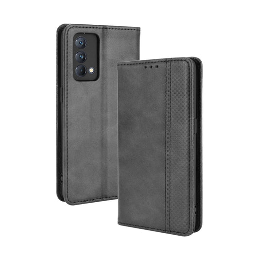 For OPPO Realme GT Master Magnetic Buckle Retro Pattern Horizontal Flip Leather Case with Holder & Card Slot & Wallet(Black) - Realme Cases by buy2fix | Online Shopping UK | buy2fix