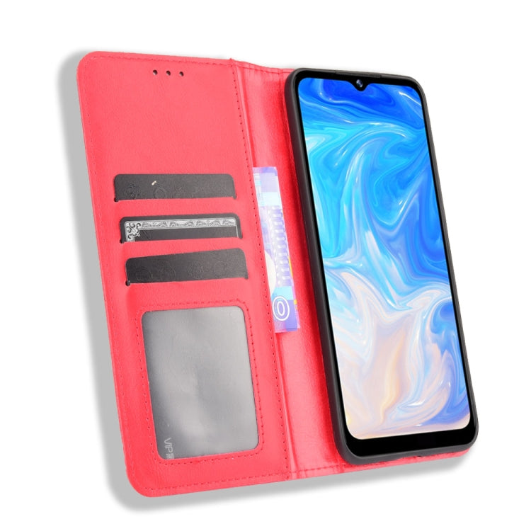 For Doogee N40 Pro Magnetic Buckle Retro Pattern Horizontal Flip Leather Case with Holder & Card Slot & Wallet(Red) - More Brand by buy2fix | Online Shopping UK | buy2fix