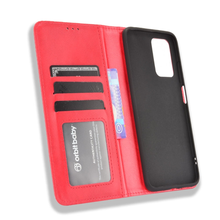 For Xiaomi Redmi 10 Magnetic Buckle Retro Pattern Horizontal Flip Leather Case with Holder & Card Slot & Wallet(Red) - Xiaomi Cases by buy2fix | Online Shopping UK | buy2fix