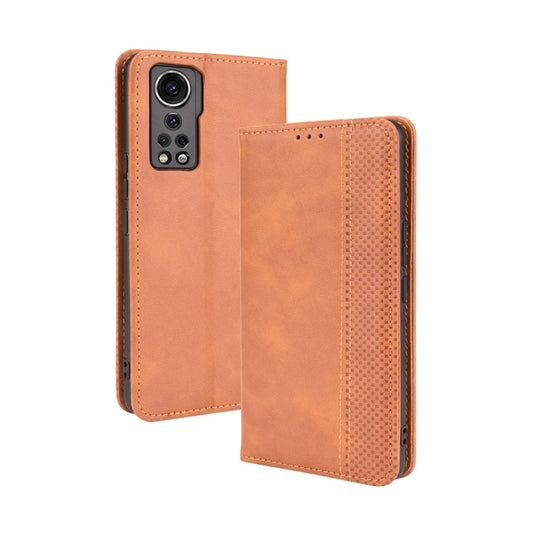 For ZTE Axon 30 5G Magnetic Buckle Retro Pattern Horizontal Flip Leather Case with Holder & Card Slot & Wallet(Brown) - ZTE Cases by buy2fix | Online Shopping UK | buy2fix