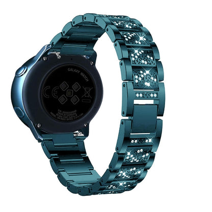 22mm Universal Three-beads Diamond Steel Watch Band(Blue) - Watch Bands by buy2fix | Online Shopping UK | buy2fix