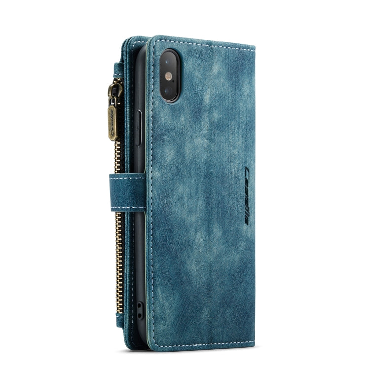 For iPhone X / XS CaseMe-C30 PU + TPU Multifunctional Horizontal Flip Leather Case with Holder & Card Slot & Wallet & Zipper Pocket(Blue) - More iPhone Cases by CaseMe | Online Shopping UK | buy2fix