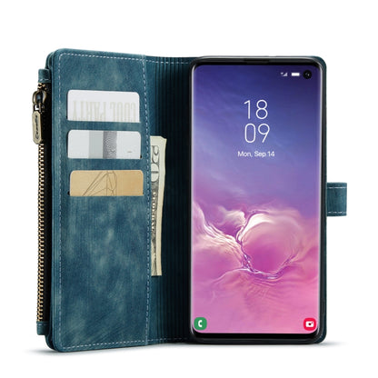 For Samsung Galaxy S10 CaseMe-C30 PU + TPU Multifunctional Horizontal Flip Leather Case with Holder & Card Slot & Wallet & Zipper Pocket(Blue) - Galaxy Phone Cases by CaseMe | Online Shopping UK | buy2fix