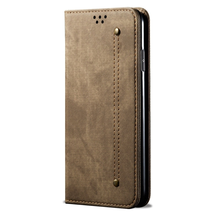 For Huawei Honor 20 Denim Texture Casual Style Horizontal Flip Leather Case with Holder & Card Slots & Wallet(Khaki) - Honor Cases by buy2fix | Online Shopping UK | buy2fix