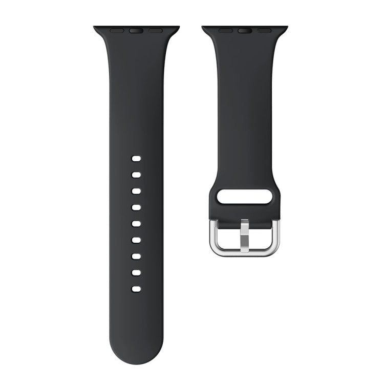 Single-color Silicone Buckle Strap Watch Band For Apple Watch Series 9&8&7 41mm / SE 3&SE 2&6&SE&5&4 40mm / 3&2&1 38mm(Black) - Watch Bands by buy2fix | Online Shopping UK | buy2fix