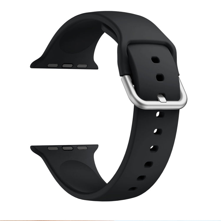 Single-color Silicone Buckle Strap Watch Band For Apple Watch Ultra 49mm&Watch Ultra 2 49mm / Series 9&8&7 45mm / SE 3&SE 2&6&SE&5&4 44mm / 3&2&1 42mm(Black) - Watch Bands by buy2fix | Online Shopping UK | buy2fix