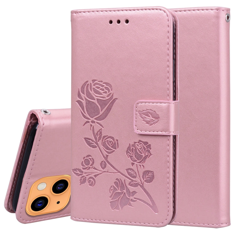 For iPhone 13 Rose Embossed Horizontal Flip PU Leather Case with Holder & Card Slots & Wallet(Rose Gold) - iPhone 13 Cases by buy2fix | Online Shopping UK | buy2fix