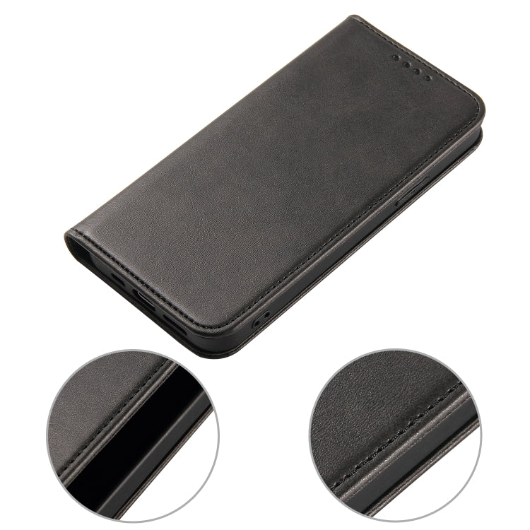 For iPhone 12 / 12 Pro Calf Texture Magnetic Horizontal Flip Leather Case with Holder & Card Slots & Wallet(Black) - iPhone 12 / 12 Pro Cases by buy2fix | Online Shopping UK | buy2fix