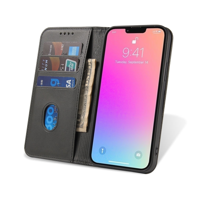 For iPhone 12 Pro Max Calf Texture Magnetic Horizontal Flip Leather Case with Holder & Card Slots & Wallet(Black) - iPhone 12 Pro Max Cases by buy2fix | Online Shopping UK | buy2fix