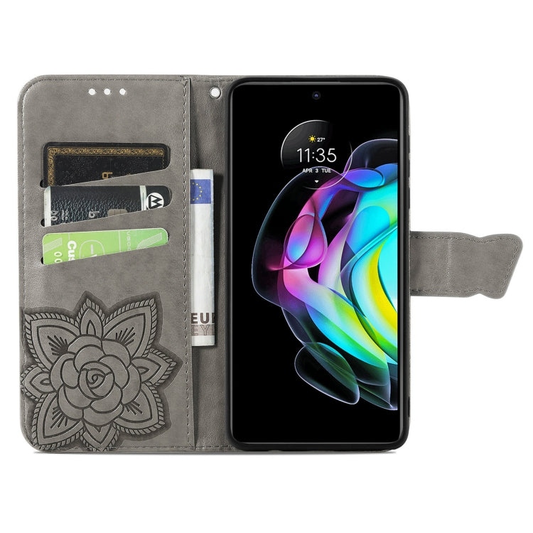 For Motorola Moto Edge 20 Butterfly Love Flower Embossed Horizontal Flip Leather Case with Holder & Card Slots & Wallet & Lanyard(Gray) - Motorola Cases by buy2fix | Online Shopping UK | buy2fix