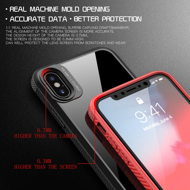 For iPhone X / XS MG Series Carbon Fiber TPU + Clear PC Four-corner Airbag Shockproof Case(Black) - More iPhone Cases by buy2fix | Online Shopping UK | buy2fix