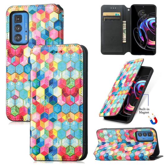 For Motorola Edge 20 Pro Colorful Magnetic Horizontal Flip PU Leather Case with Holder & Card Slot & Wallet(Magic Space) - Motorola Cases by buy2fix | Online Shopping UK | buy2fix