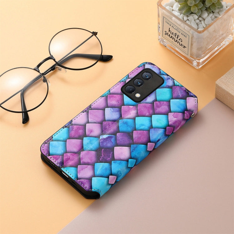 For OPPO Realme GT Master Colorful Magnetic Horizontal Flip PU Leather Case with Holder & Card Slot & Wallet(Purple Scales) - Realme Cases by buy2fix | Online Shopping UK | buy2fix