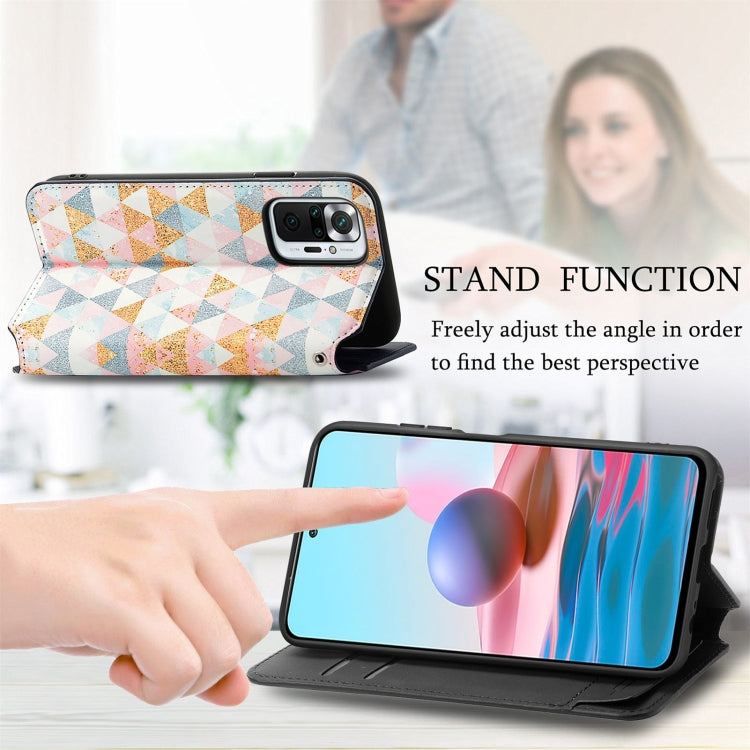 For Xiaomi Redmi Note 10 Pro Colorful Magnetic Horizontal Flip PU Leather Case with Holder & Card Slot & Wallet(Rhombus) - Xiaomi Cases by buy2fix | Online Shopping UK | buy2fix