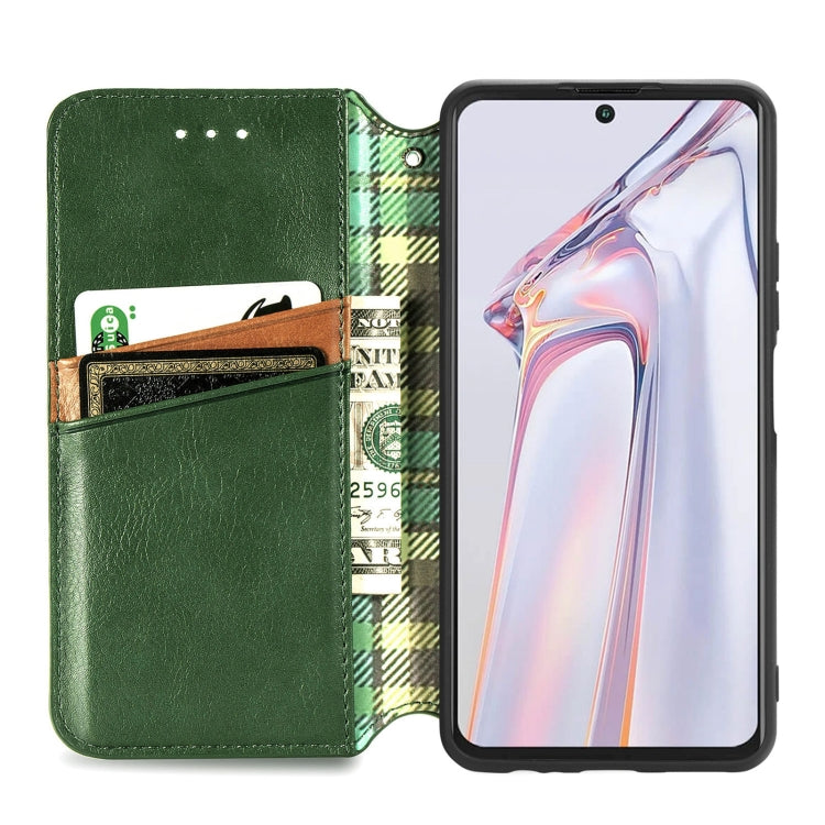 For Blackview A100 Cubic Grid Pressed Horizontal Flip Magnetic PU Leather Case with Holder & Card Slots & Wallet(Green) - More Brand by buy2fix | Online Shopping UK | buy2fix