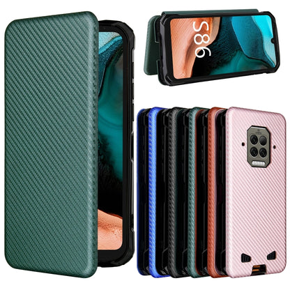 For Doogee S86 / S86 Pro Carbon Fiber Texture Horizontal Flip TPU + PC + PU Leather Case with Card Slot(Green) - More Brand by buy2fix | Online Shopping UK | buy2fix