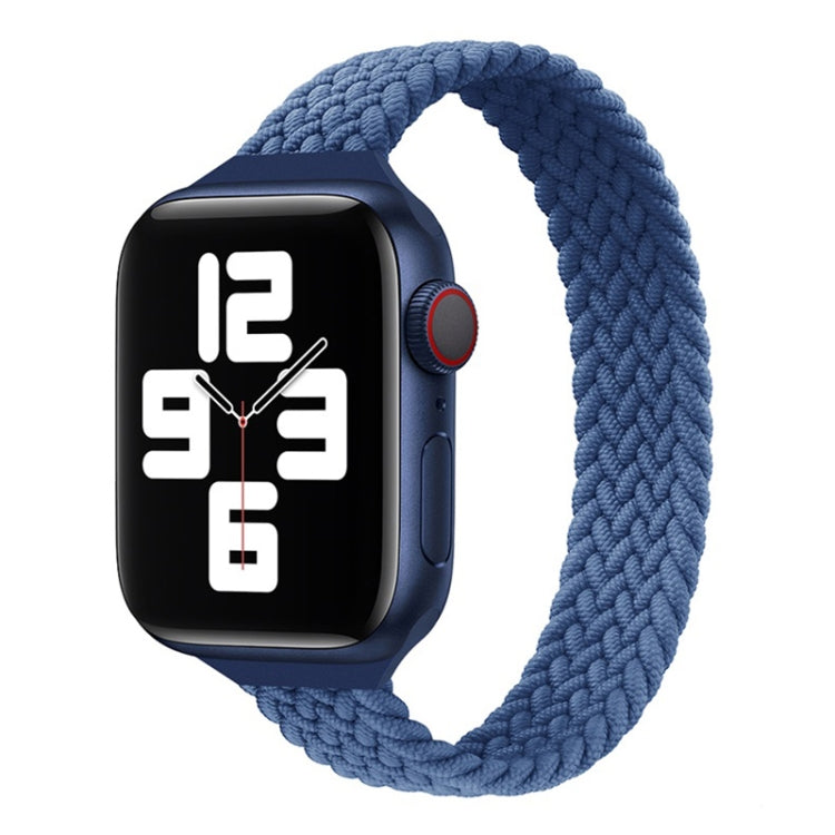 Small Waist Single Loop Nylon Braid Watch Band For Apple Watch Ultra 49mm&Watch Ultra 2 49mm / Series 9&8&7 45mm / SE 3&SE 2&6&SE&5&4 44mm / 3&2&1 42mm, Szie: XS 135mm(Cold Sea Blue) - Watch Bands by buy2fix | Online Shopping UK | buy2fix