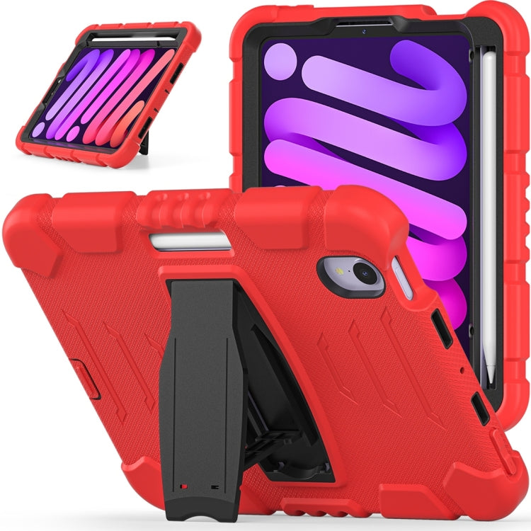 For iPad mini 6 3-Layer Protection Screen Frame + PC + Silicone Shockproof Combination Tablet Case with Holder(Red+Black) - iPad mini 6 Cases by buy2fix | Online Shopping UK | buy2fix