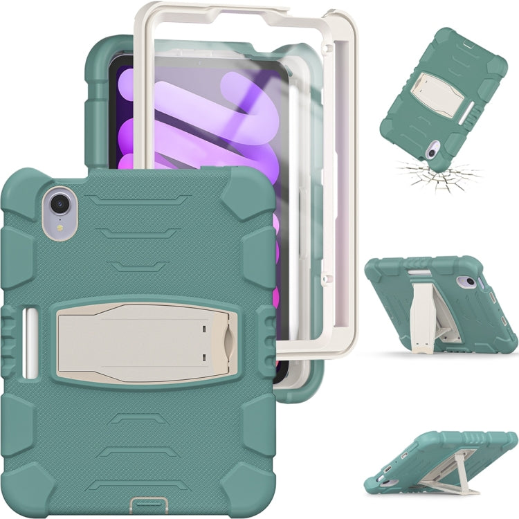 For iPad mini 6 3-Layer Protection Screen Frame + PC + Silicone Shockproof Combination Tablet Case with Holder(Emerald Green) - iPad mini 6 Cases by buy2fix | Online Shopping UK | buy2fix