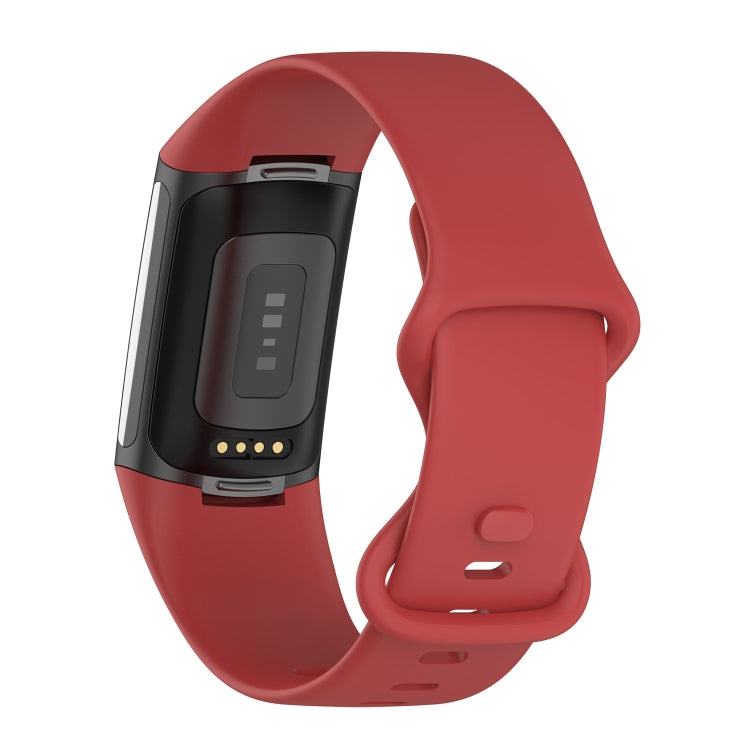 For Fitbit Charge 5 Silicone Watch Band, Size:L(Official Red) - Watch Bands by buy2fix | Online Shopping UK | buy2fix