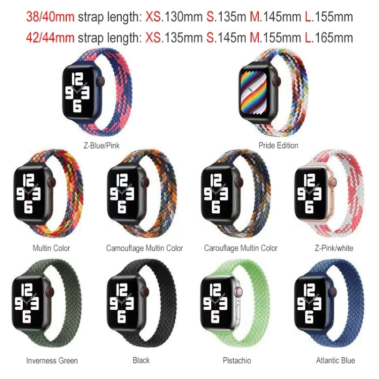 Small Waist Single Loop Nylon Braid Watch Band For Apple Watch Ultra 49mm&Watch Ultra 2 49mm / Series 9&8&7 45mm / SE 3&SE 2&6&SE&5&4 44mm / 3&2&1 42mm, Size:L 165mm(Black) - Watch Bands by buy2fix | Online Shopping UK | buy2fix