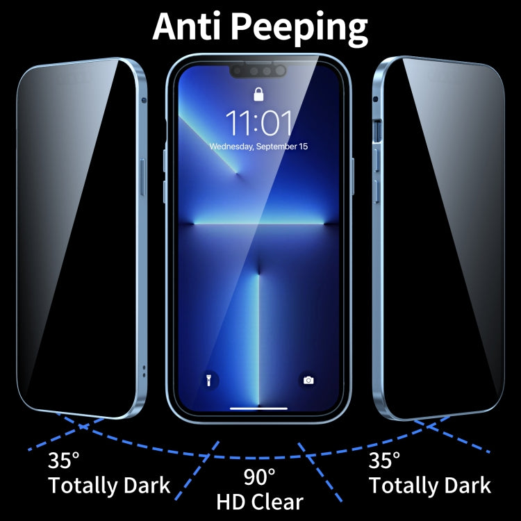 For iPhone 13 Pro Anti-peeping Magnetic Metal Frame Double-sided Tempered Glass Phone Case (Black) - iPhone 13 Pro Cases by buy2fix | Online Shopping UK | buy2fix