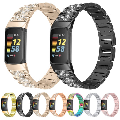 For Fitbit Charge 5 Diamond Stainless Steel Watch Band(Colorful) - Watch Bands by buy2fix | Online Shopping UK | buy2fix