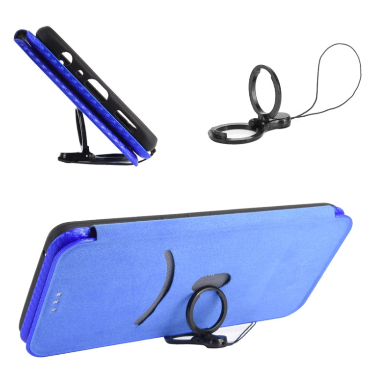 For Blackview Oscal C20 Carbon Fiber Texture Horizontal Flip Leather Phone Case with Card Slot(Blue) - More Brand by buy2fix | Online Shopping UK | buy2fix