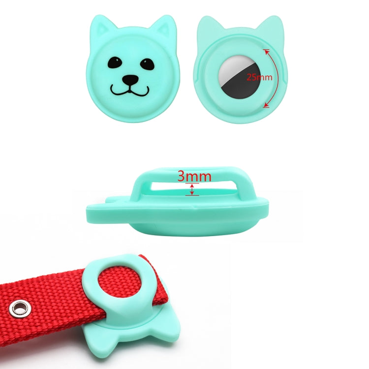 Serious Face Cute Cartoon Pet Collar Anti-lost Tracker Silicone Case For AirTag(Fluorescent Green) - Pet Series by Mutural | Online Shopping UK | buy2fix