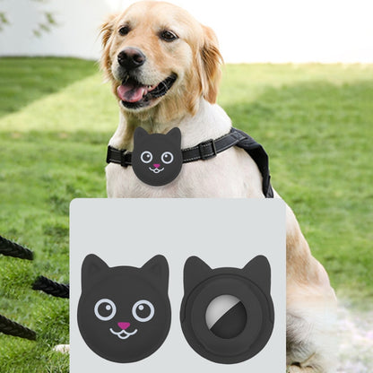 Serious Face Cute Cartoon Pet Collar Anti-lost Tracker Silicone Case For AirTag(White) - Pet Series by Mutural | Online Shopping UK | buy2fix