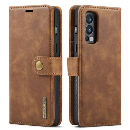 For OnePlus Nord N200 5G DG.MING Crazy Horse Texture Flip Detachable Magnetic Leather Case with Holder & Card Slots & Wallet(Brown) - OnePlus Cases by DG.MING | Online Shopping UK | buy2fix