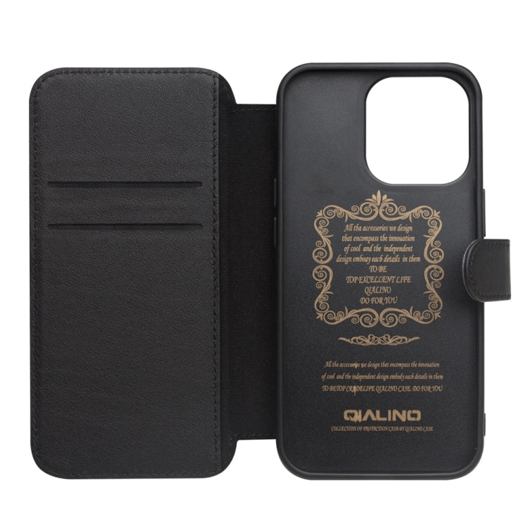 For iPhone 13 QIALINO Magnetic Buckle Phone Leather Case with Card Slot(Black) - iPhone 13 Cases by QIALINO | Online Shopping UK | buy2fix
