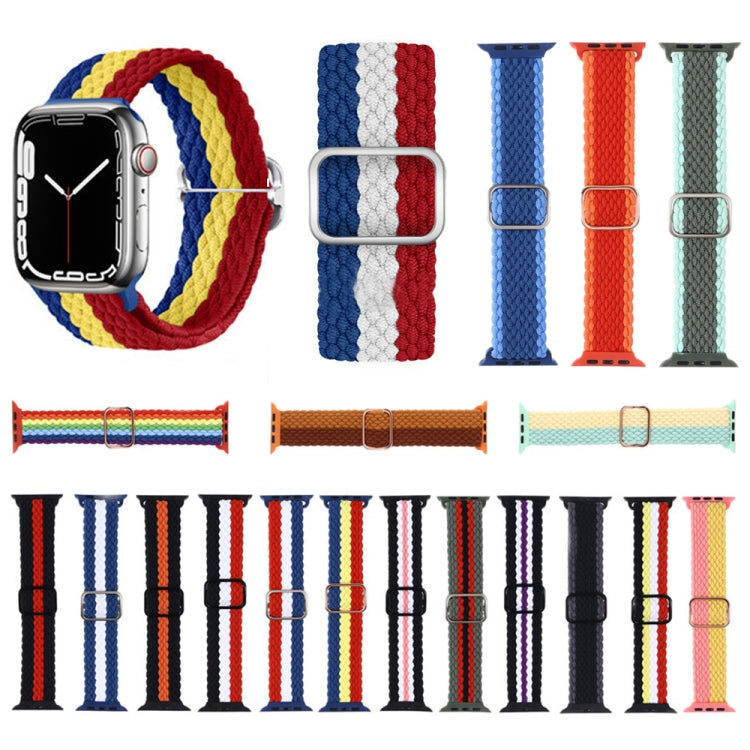 Adjustable Striped Woven Nylon Strap Watch Band For Apple Watch Ultra 49mm&Watch Ultra 2 49mm / Series 9&8&7 45mm / SE 3&SE 2&6&SE&5&4 44mm / 3&2&1 42mm(Red) - Watch Bands by buy2fix | Online Shopping UK | buy2fix