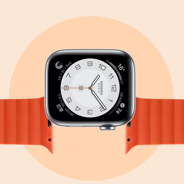 Mutural Moran Series Liquid Silicone Magnetic Strap Watch Band For Apple Watch Series 9&8&7 41mm / SE 3&SE 2&6&SE&5&4 40mm / 3&2&1 38mm(Black + Orange) - Watch Bands by Mutural | Online Shopping UK | buy2fix