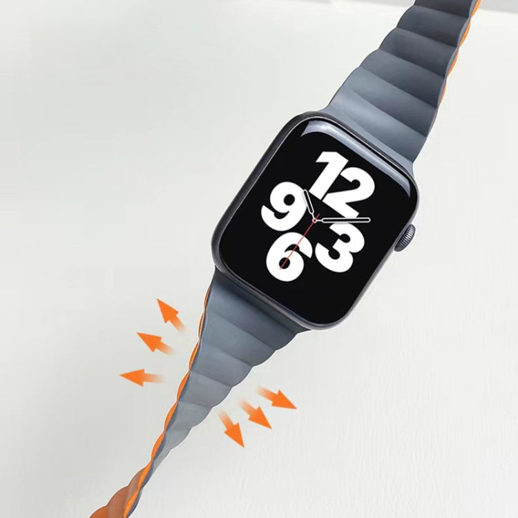 Mutural Moran Series Liquid Silicone Magnetic Strap Watch Band For Apple Watch Ultra 49mm&Watch Ultra 2 49mm / Series 9&8&7 45mm / SE 3&SE 2&6&SE&5&4 44mm / 3&2&1 42mm(Black + Orange) - Watch Bands by Mutural | Online Shopping UK | buy2fix