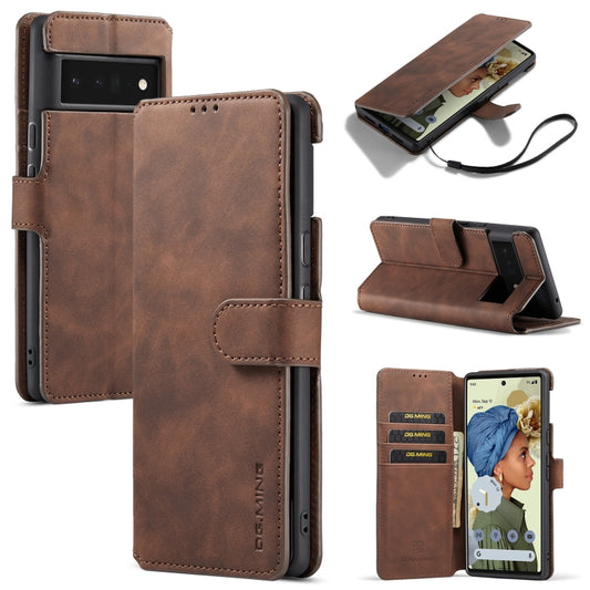 For Google Pixel 6 Pro DG.MING Retro Oil Side Horizontal Flip Leather Case with Holder & Card Slots & Wallet(Coffee) - Google Cases by DG.MING | Online Shopping UK | buy2fix