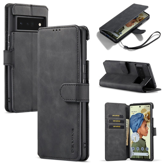 For Google Pixel 6 Pro DG.MING Retro Oil Side Horizontal Flip Leather Case with Holder & Card Slots & Wallet(Black) - Google Cases by DG.MING | Online Shopping UK | buy2fix