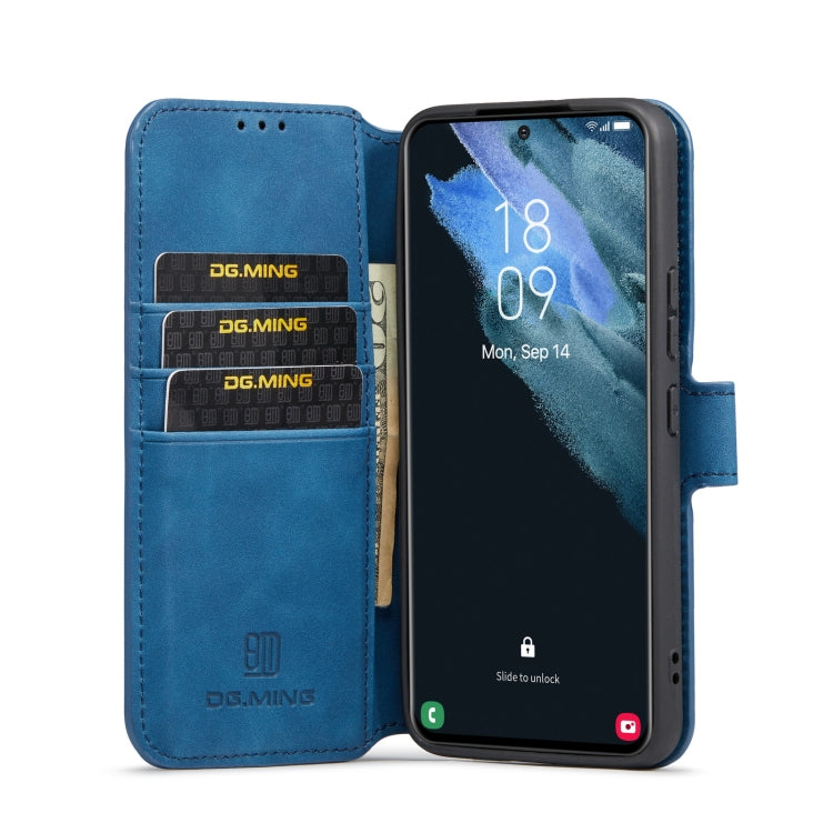 For Samsung Galaxy S22 DG.MING Retro Oil Side Horizontal Flip Leather Case with Holder & Card Slots & Wallet(Blue) - Galaxy S22 5G Cases by DG.MING | Online Shopping UK | buy2fix