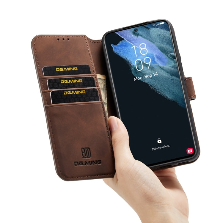 For Samsung Galaxy S22+ DG.MING Retro Oil Side Horizontal Flip Leather Case with Holder & Card Slots & Wallet(Coffee) - Galaxy S22+ 5G Cases by DG.MING | Online Shopping UK | buy2fix